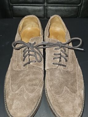 Vionic Men's Suede Lace-Up Oxfords in Taupe Brown Size 10.5
